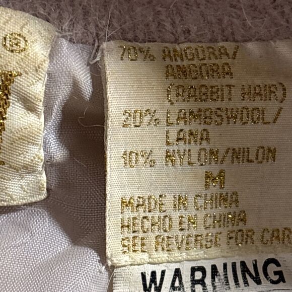 RARE BELLDINI Fluffy Fuzzy Vintage Angora Light Pink Cardigan Sweater Sz M Flaw - Picture 14 of 14